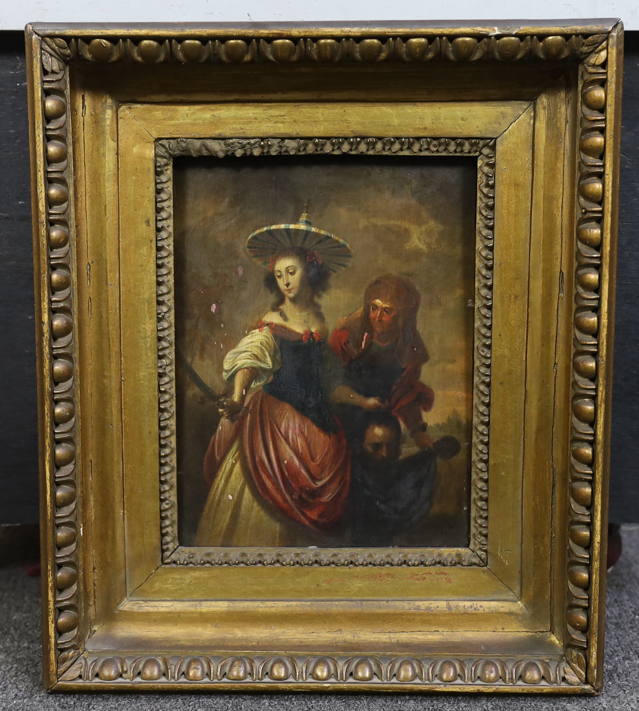 18th century French / Dutch School, Judith with the head of Holofernes, oil on panel, 23.5 x 17.5cm